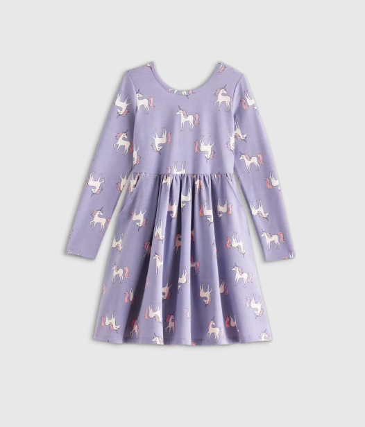 Toddler Organic Cotton Long Sleeve Skater Dress