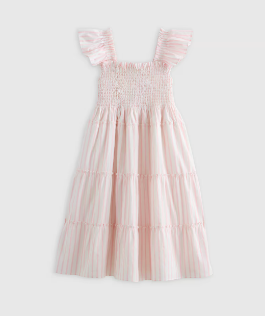 Kids 100% Cotton Poplin Smocked Dress