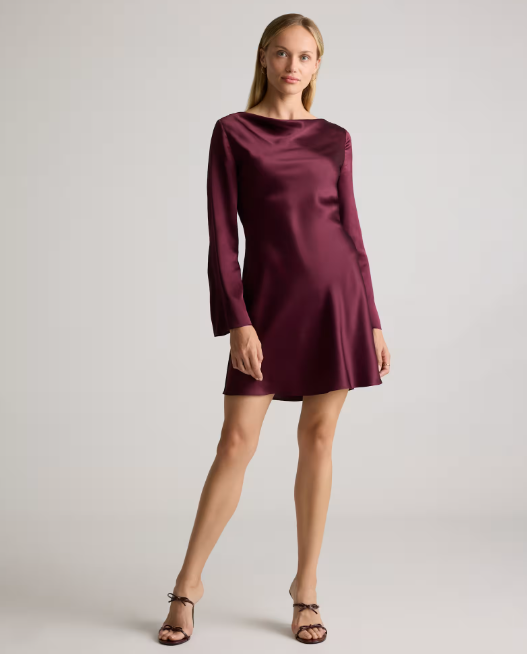 100% Washable Silk Long Sleeve Mini Dress