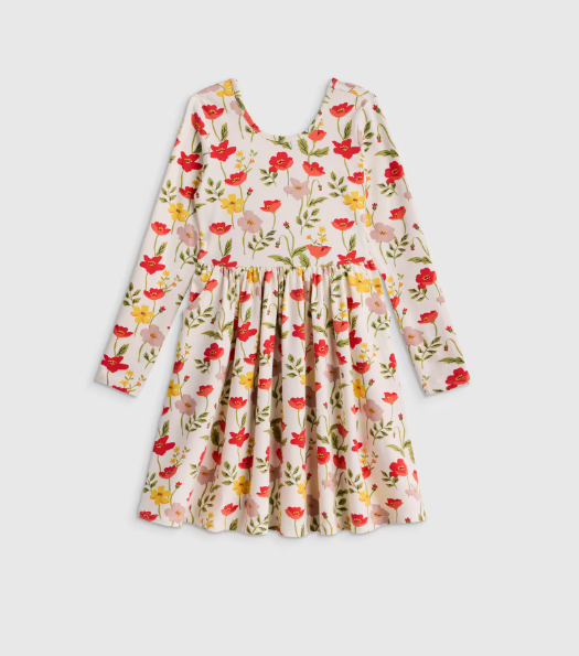 Kids Organic Cotton Long Sleeve Skater Dress