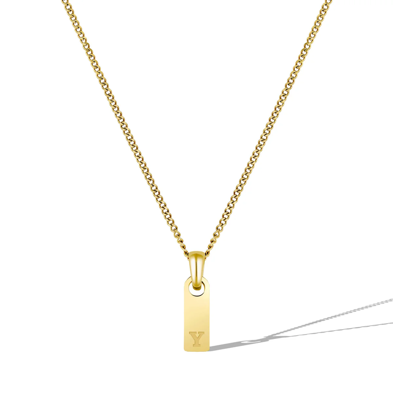 14K Gold Initial Tag Necklace