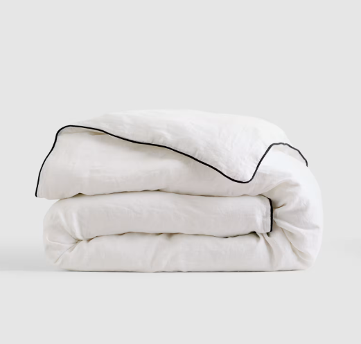 European Linen Piped Duvet Cover