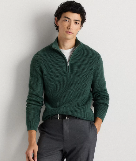 100% Organic Cotton Ribbed Quarter Neck Sweater