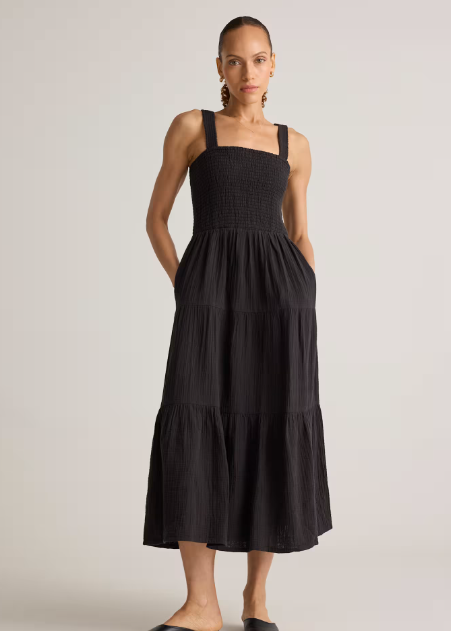 100% Organic Cotton Gauze Smocked Sleeveless Maxi Dress