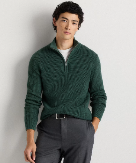 100% Organic Cotton Ribbed Quarter Neck Sweater