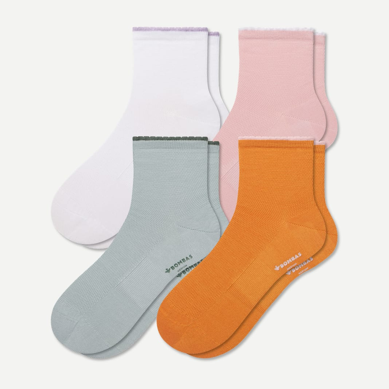 Women's Scallop Cuff Quarter Sock 4-Pack