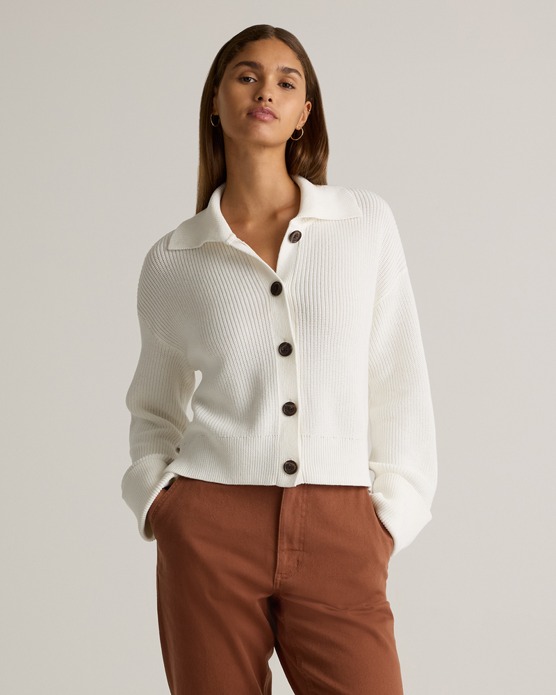 100% Organic Cotton Fisherman Collared Cardigan