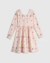 Kids Organic Cotton Long Sleeve Skater Dress