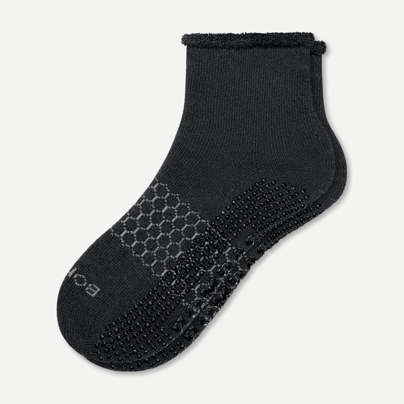 Men's Merino Wool Blend Roll-Top Gripper House Socks