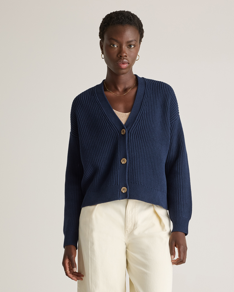 100% Organic Cotton Fisherman Boxy Cropped Cardigan
