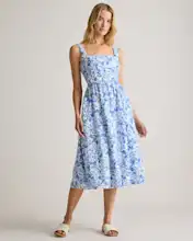 100% European Linen Fit & Flare Midi Dress