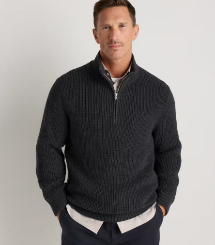 100% Organic Cotton Ribbed Quarter Neck Sweater
