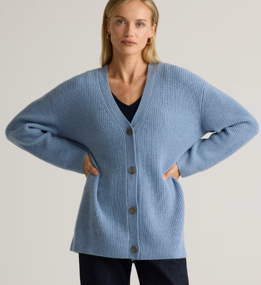 Mongolian Cashmere Oversized Boyfriend Cardigan Sweater