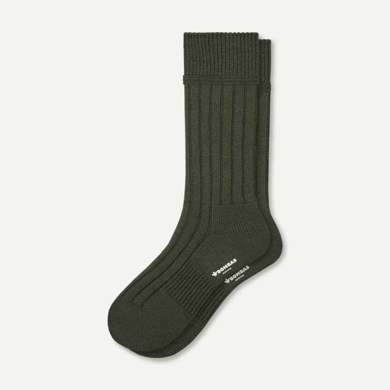 Men's Merino Wool Cashmere Blend Rib Calf Socks