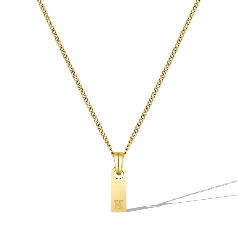 14K Gold Initial Tag Necklace