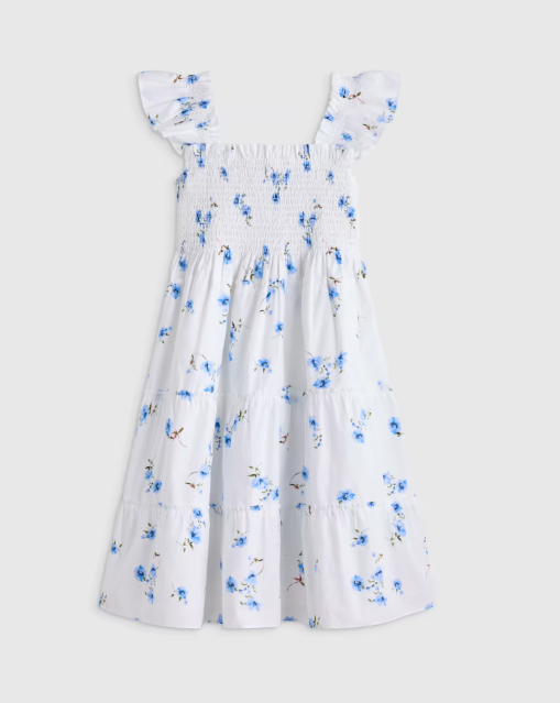 Kids 100% Cotton Poplin Smocked Dress