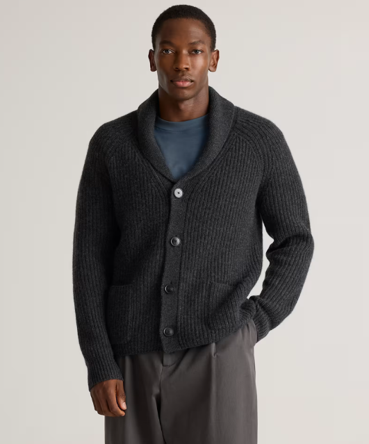 Mongolian Cashmere Shawl Collar Cardigan