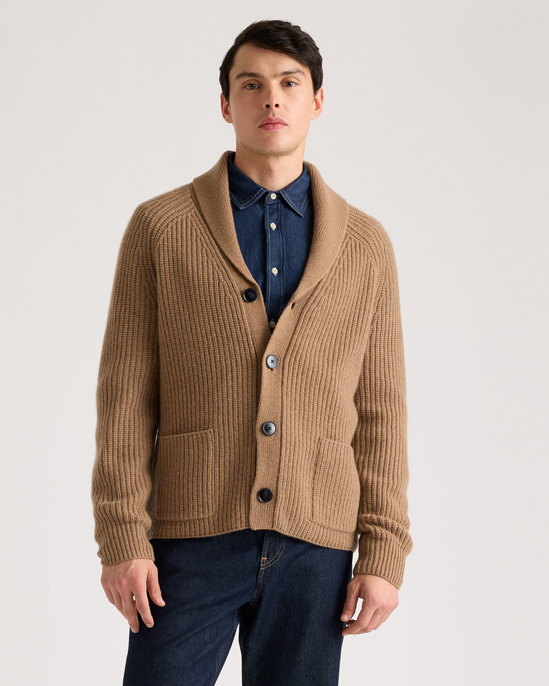 Mongolian Cashmere Shawl Collar Cardigan