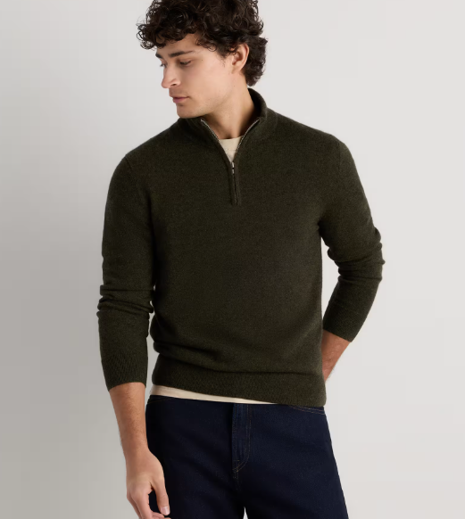 Mongolian Cashmere Quarter Zip Sweater