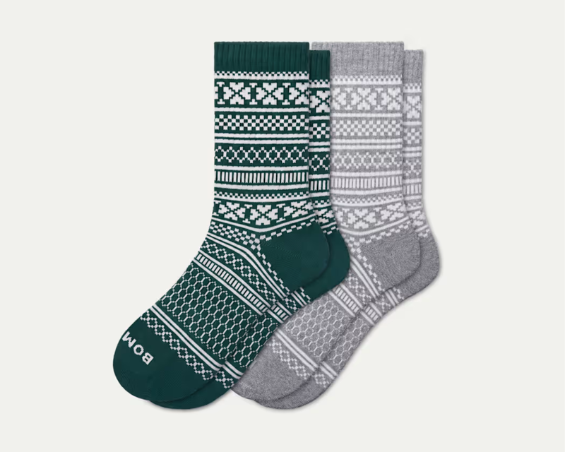 Men's Fair Isle Half Calf Sock 2-Pack Gift Box