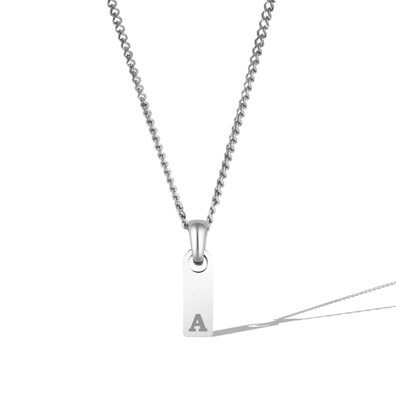 Silver Initial Tag Necklace