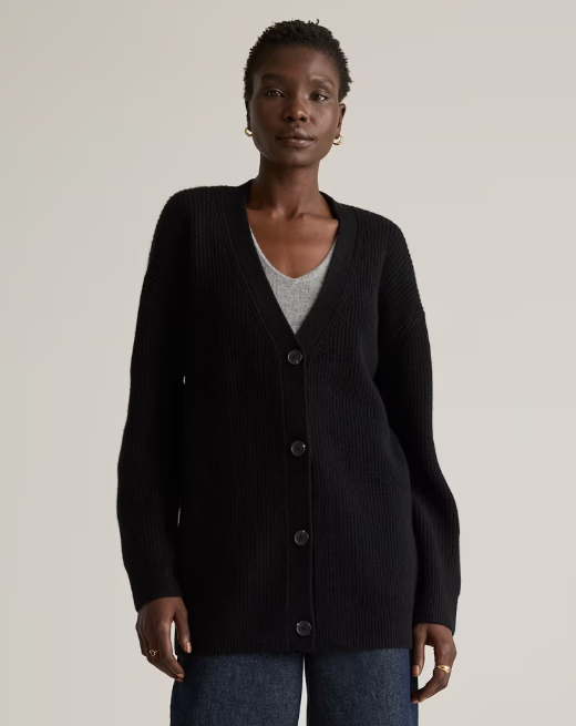 Mongolian Cashmere Oversized Boyfriend Cardigan Sweater