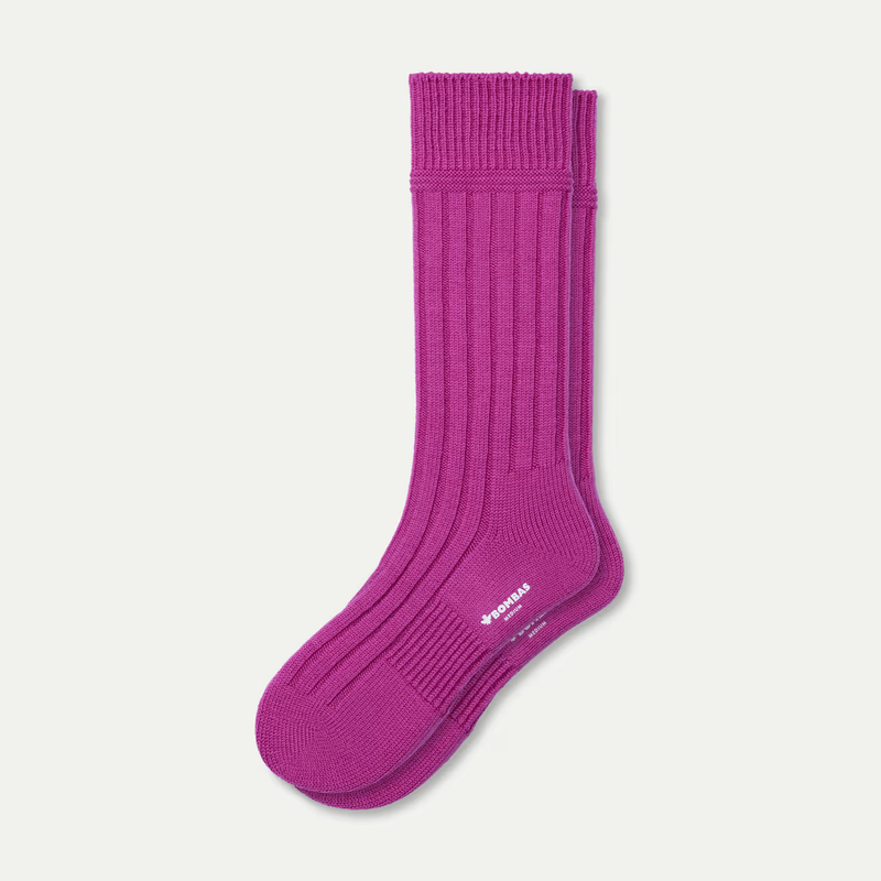 Women's Merino Wool Cashmere Blend Rib Calf Socks
