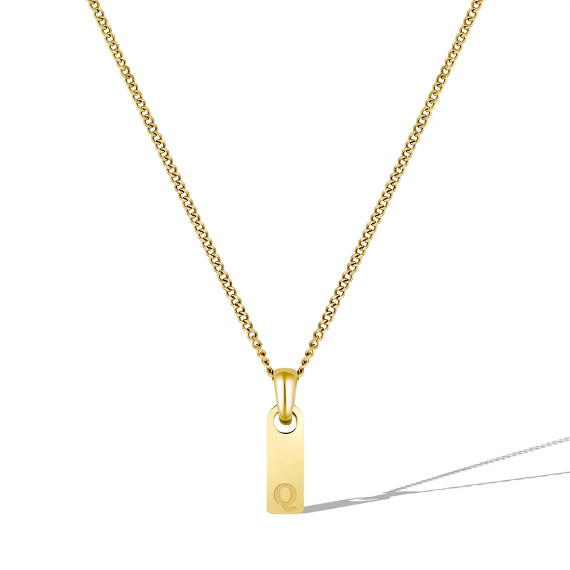14K Gold Initial Tag Necklace