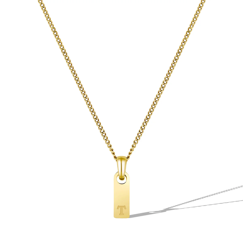 14K Gold Initial Tag Necklace