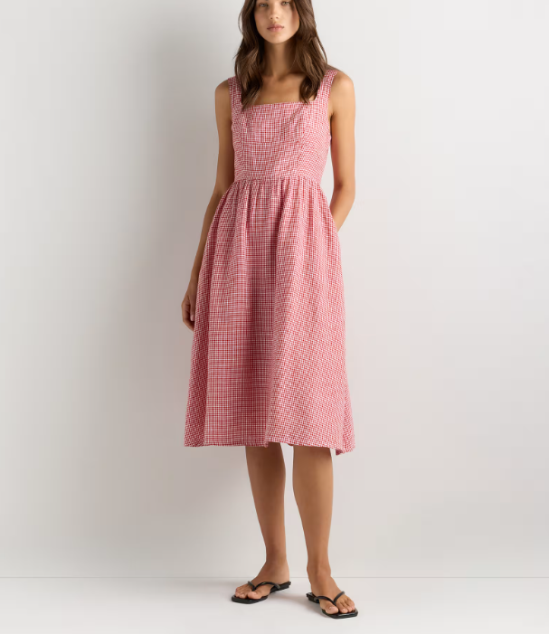 100% European Linen Fit & Flare Midi Dress