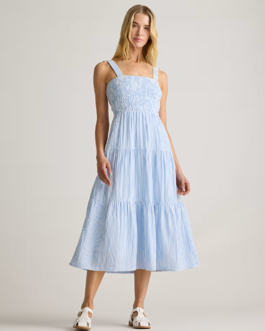 100% Organic Cotton Gauze Smocked Sleeveless Maxi Dress