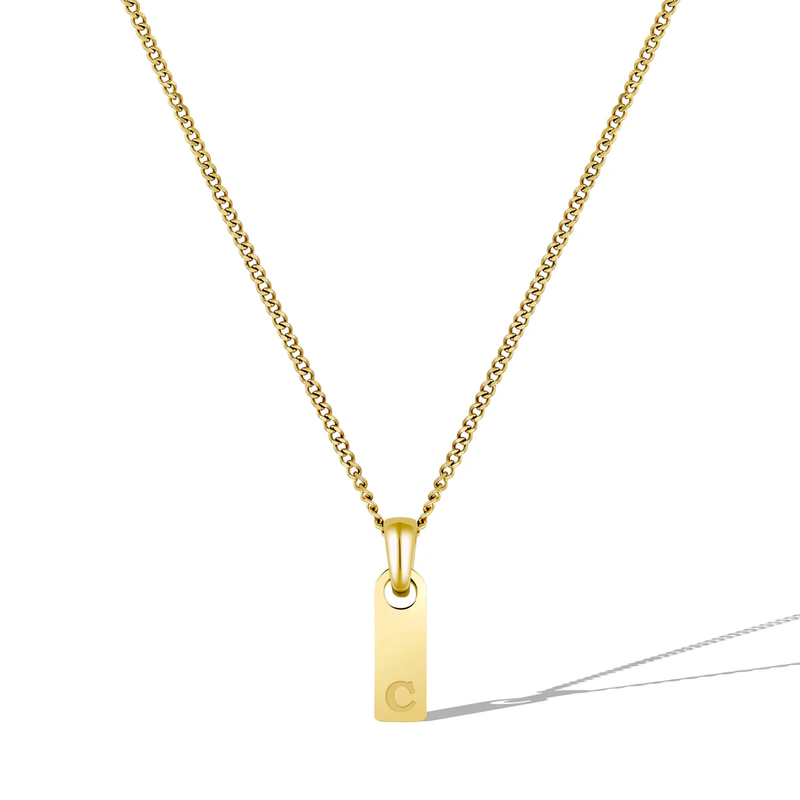 14K Gold Initial Tag Necklace
