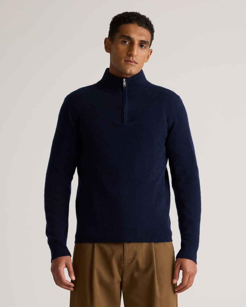 Mongolian Cashmere Quarter Zip Sweater