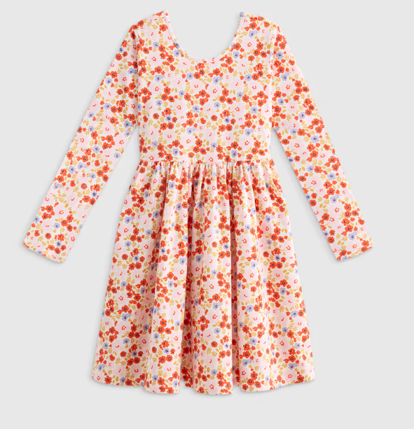 Kids Organic Cotton Long Sleeve Skater Dress