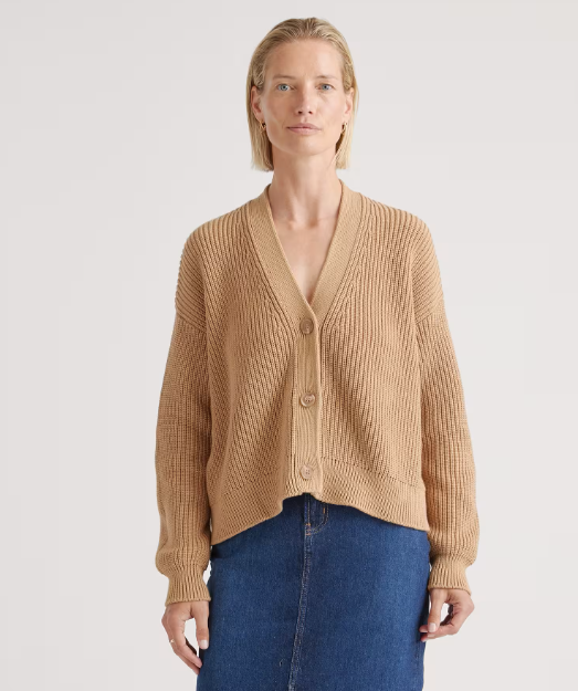 100% Organic Cotton Fisherman Boxy Cropped Cardigan