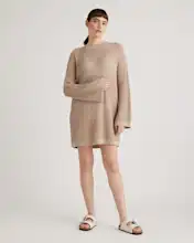 100% Organic Cotton Open Knit Long Sleeve Cover-Up Dress
