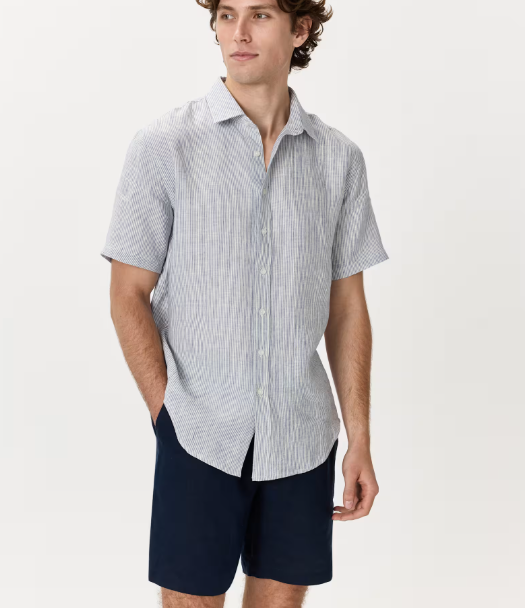 100% European Linen Relaxed Short Sleeve Shirt