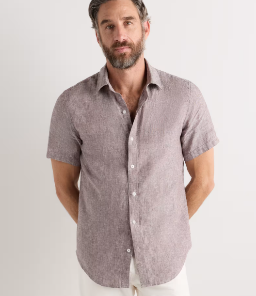 100% European Linen Relaxed Short Sleeve Shirt