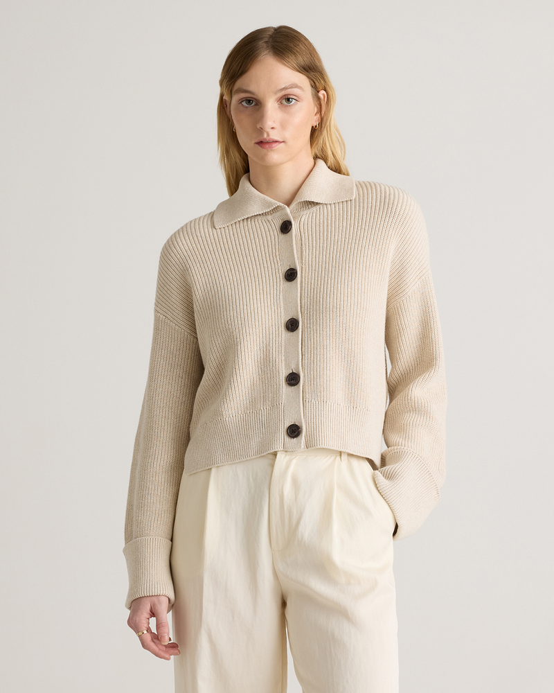 100% Organic Cotton Fisherman Collared Cardigan