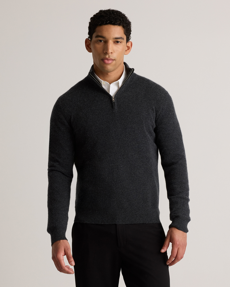 Mongolian Cashmere Quarter Zip Sweater