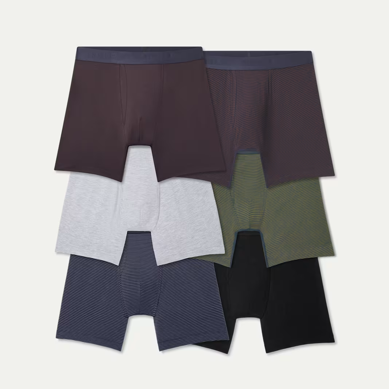 Men's Cotton Modal Blend Boxer Brief 6" 6-Pack