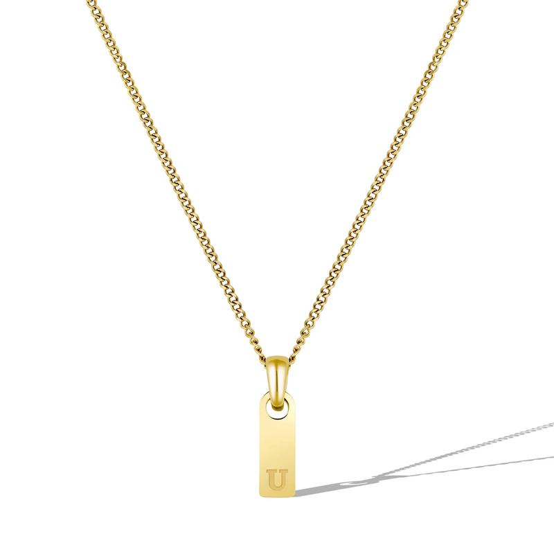 14K Gold Initial Tag Necklace