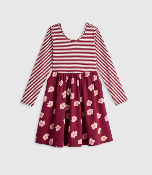 Kids Organic Cotton Long Sleeve Skater Dress