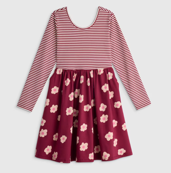 Kids Organic Cotton Long Sleeve Skater Dress