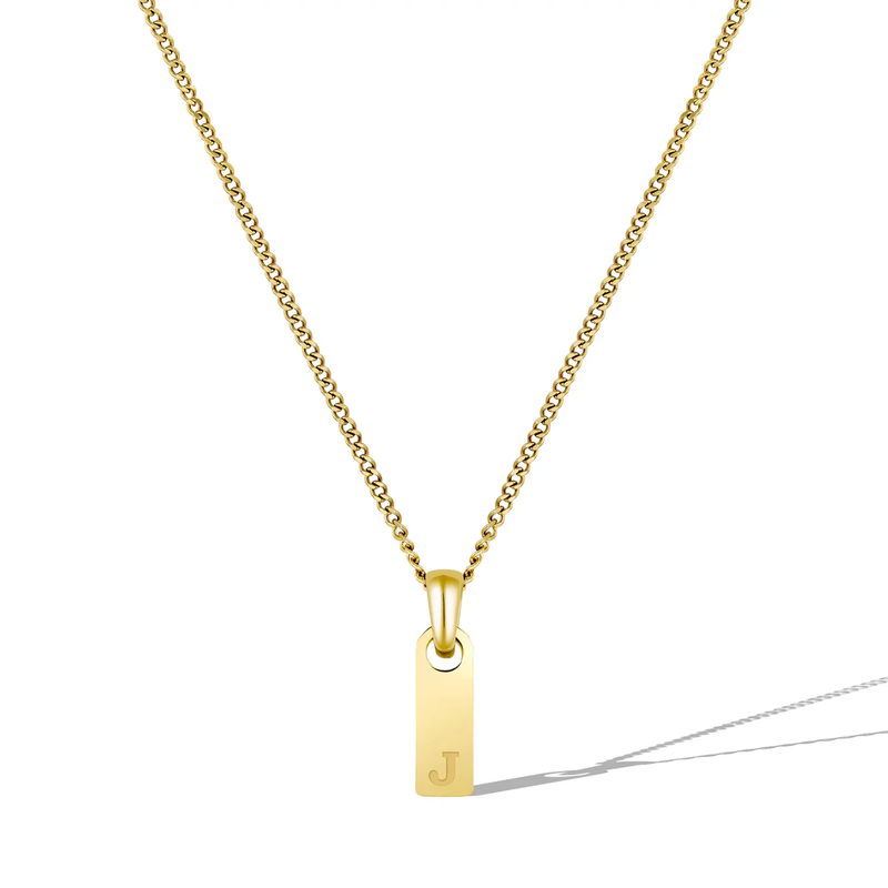 14K Gold Initial Tag Necklace