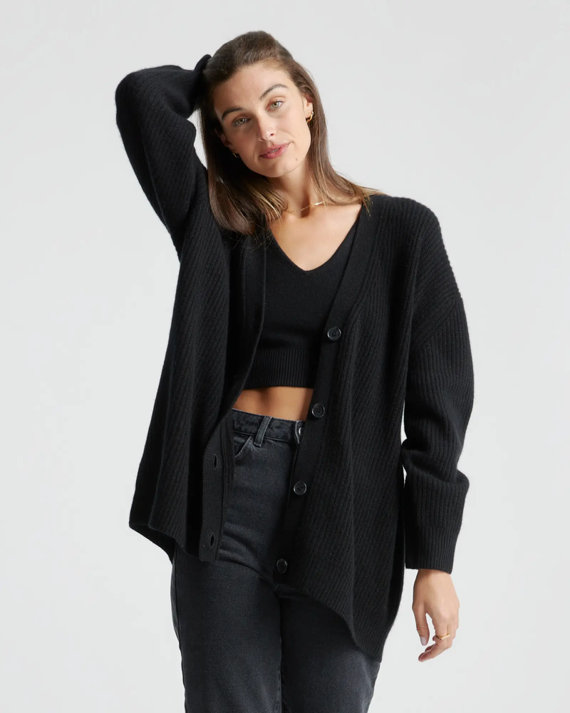 Mongolian Cashmere Oversized Boyfriend Cardigan Sweater