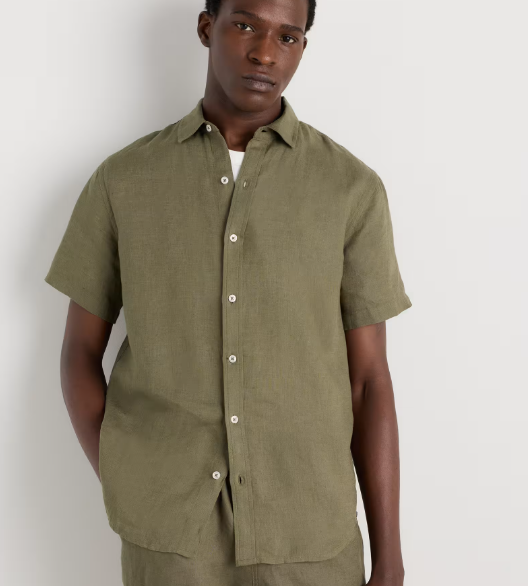 100% European Linen Relaxed Short Sleeve Shirt