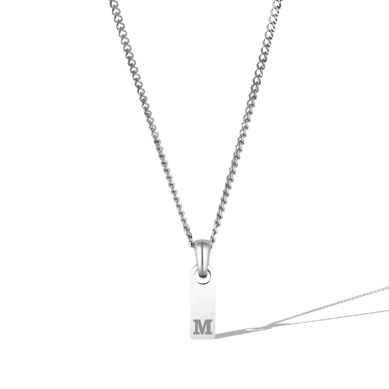 Silver Initial Tag Necklace