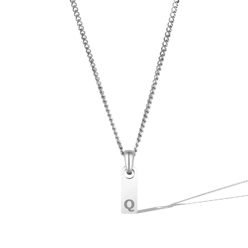 Silver Initial Tag Necklace