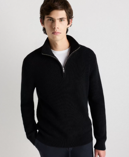 100% Organic Cotton Ribbed Quarter Neck Sweater